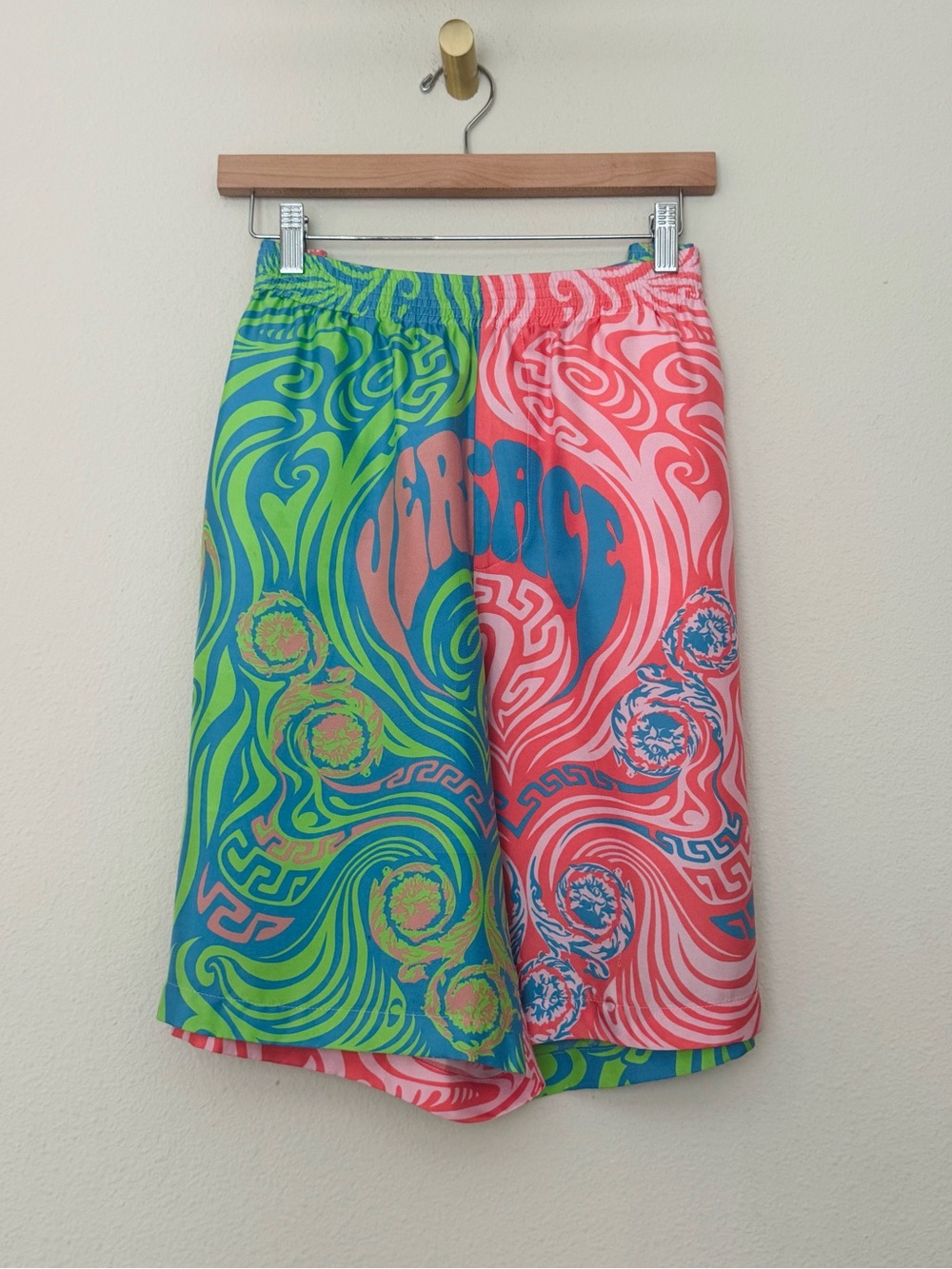 Versace Neon Swirl Men's Shorts - Blue, Green & Pink